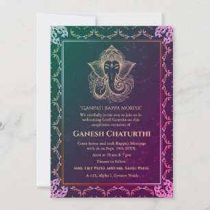 Ganesh Chaturthi Puja Roya Golden Elements Invitation