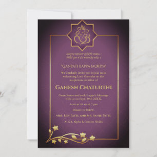 Ganesh Chaturthi Puja Royal Golden Invitation