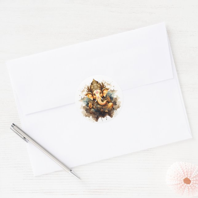Ganesh Classic Round Sticker (Envelope)