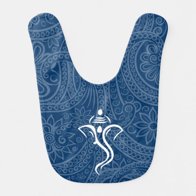 Ganesh Deity & Henna Swirl Baby Bib (Front)