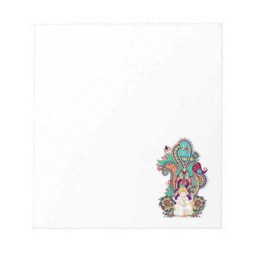 Ganesh Elephant God Colorful Paisley Motif Notepad