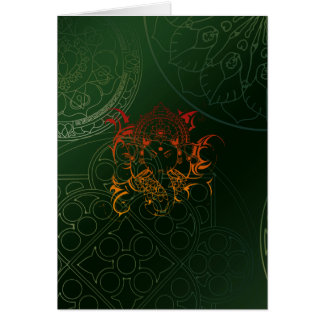 Ganesh Elephant Mandala orange green Yoga Asia Cards