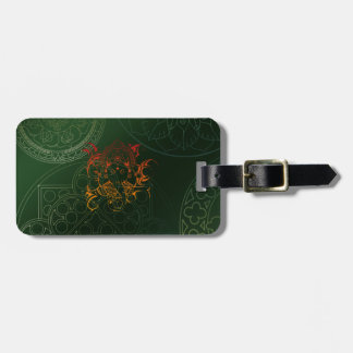 Ganesh Elephant Mandala orange green Yoga Asia Luggage Tag