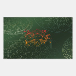 Ganesh Elephant Mandala orange green Yoga Asia Rectangular Sticker