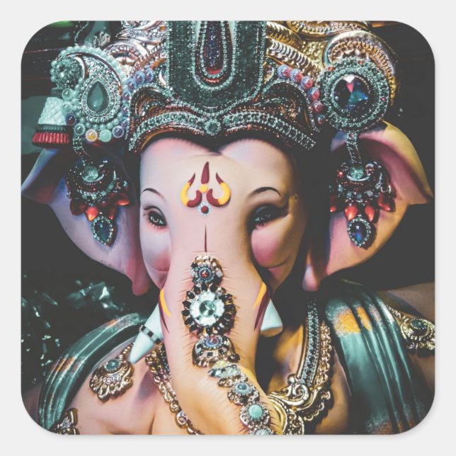 Ganesh Ganapati Hindu God of Wealth Square Sticker (Front)