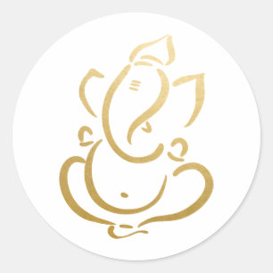 Ganesh   Ganapati   Indian God   Faux Gold  Classic Round Sticker