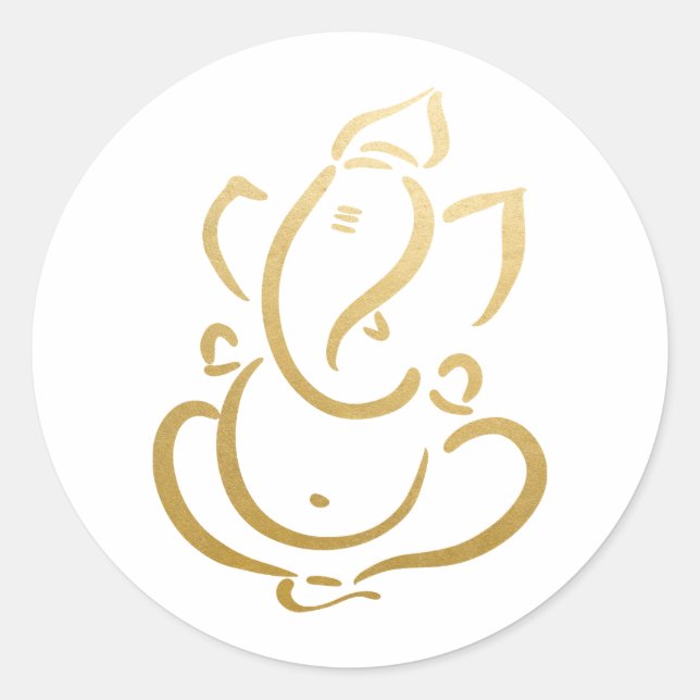 Ganesh | Ganapati | Indian God | Faux Gold  Classic Round Sticker (Front)