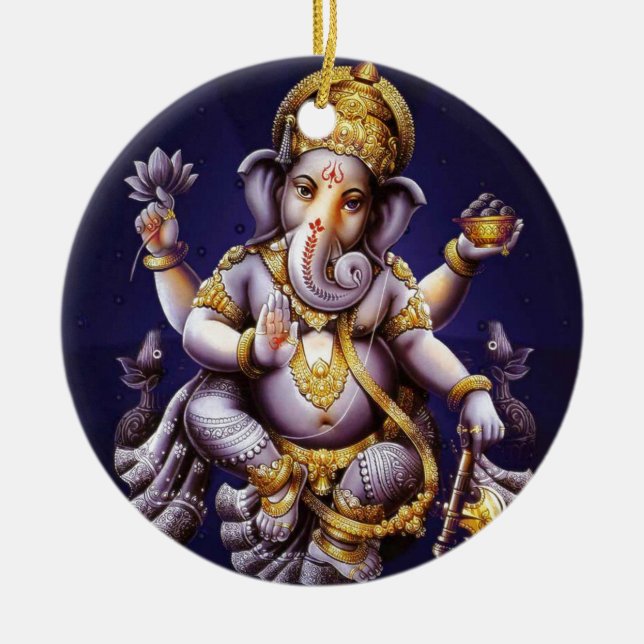 Ganesh Ganesha Hindu India Asian Elephant Deity Ceramic Ornament (Front)