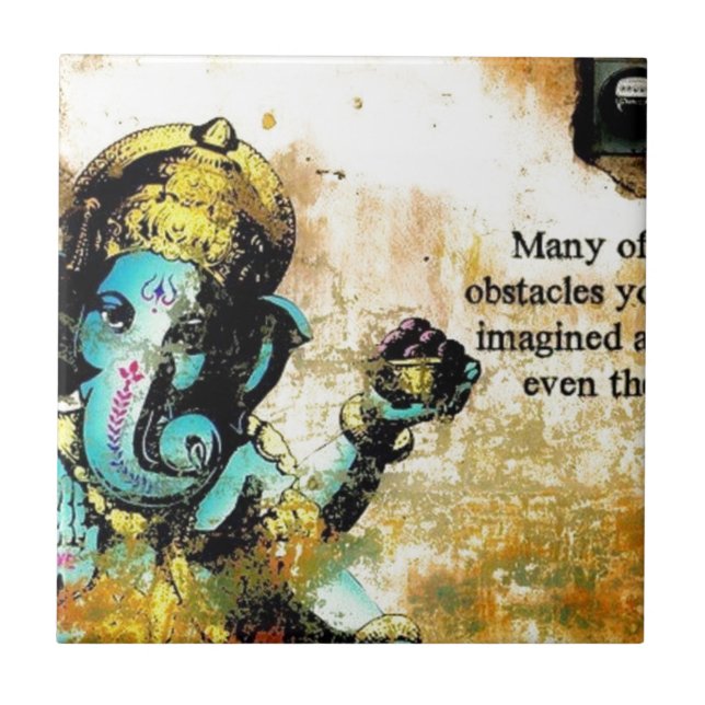 Ganesh Ganesha Hindu India Asian Elephant Deity Ceramic Tile (Front)