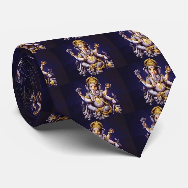 Ganesh Ganesha Hindu India Asian Elephant Deity Tie (Rolled)
