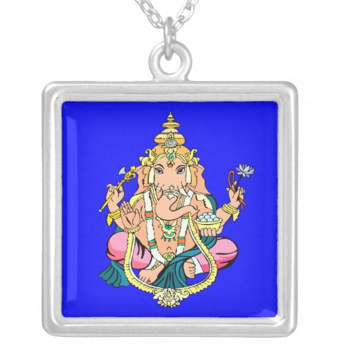 Ganesh Ganesha Sterling Silver Pendant Necklace