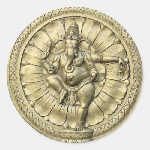 Ganesh Golden Classic Round Sticker