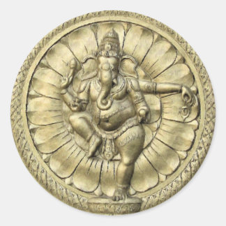 Ganesh (Golden) Classic Round Sticker