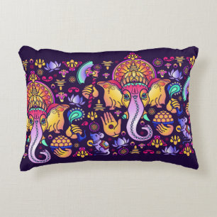Ganesh Hindu God: Festive Seamless Accent Pillow