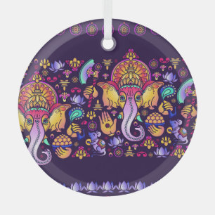 Ganesh Hindu God: Festive Seamless Glass Ornament