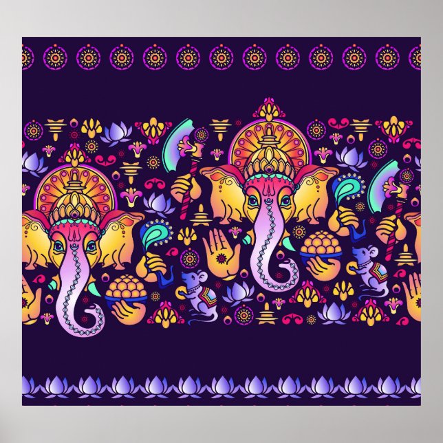 Ganesh Hindu God: Festive Seamless Poster (Front)