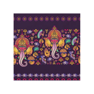 Ganesh Hindu God: Festive Seamless Wood Wall Art