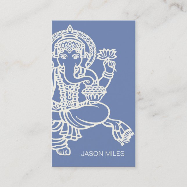 Ganesh Hindu God Yoga Or Meditation Instructor Business Card (Front)