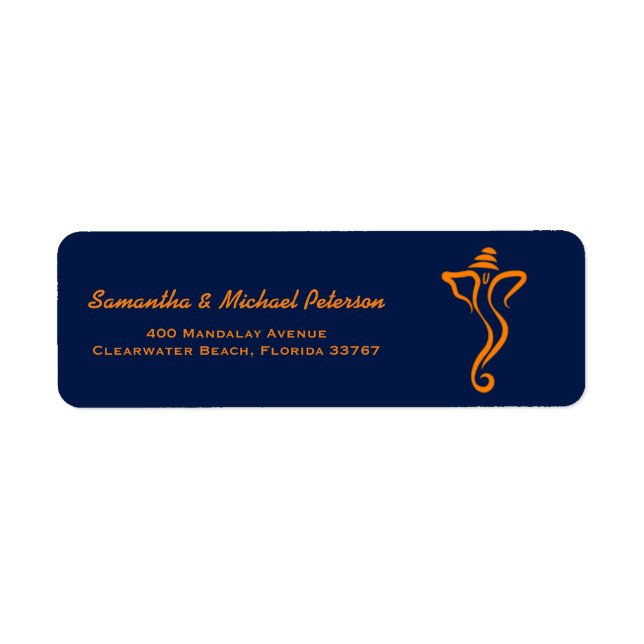 Ganesh Hindu Indian Wedding Custom Address Labels (Front)