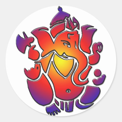 Ganesh in colors classic round sticker