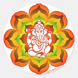 Ganesh in Lotus Classic Round Sticker