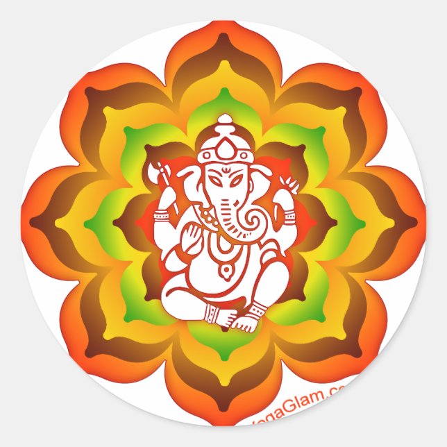 Ganesh in Lotus Classic Round Sticker (Front)