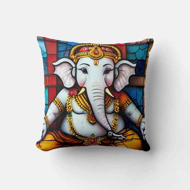 Ganesh Indian God Deity  Throw Pillow (Front)