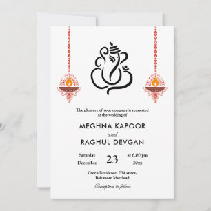 Ganesh Indian God Elegant Wedding  Invitation