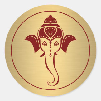 Ganesh | Indian God Maroon Hindu Wedding Classic Round Sticker