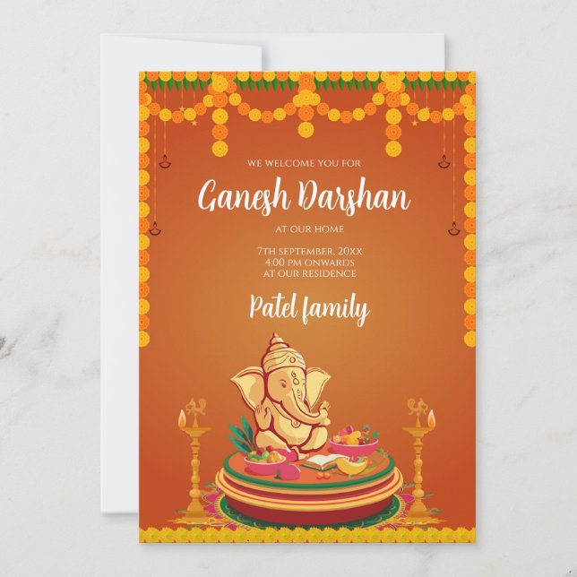 Ganesh invitations Digital Ganpati invites Ganesh (Front)