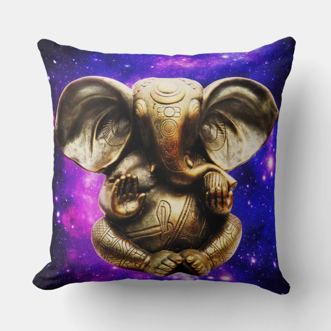Ganesh on a Celestial Background Throw Pillow (Front)