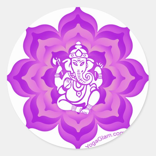 Ganesh purple design classic round sticker