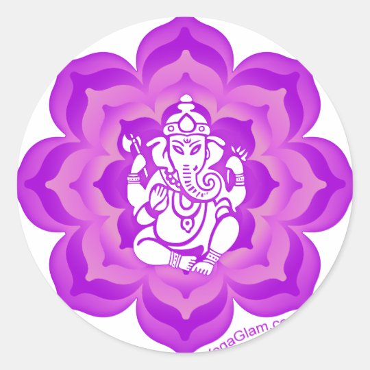 Ganesh purple design classic round sticker