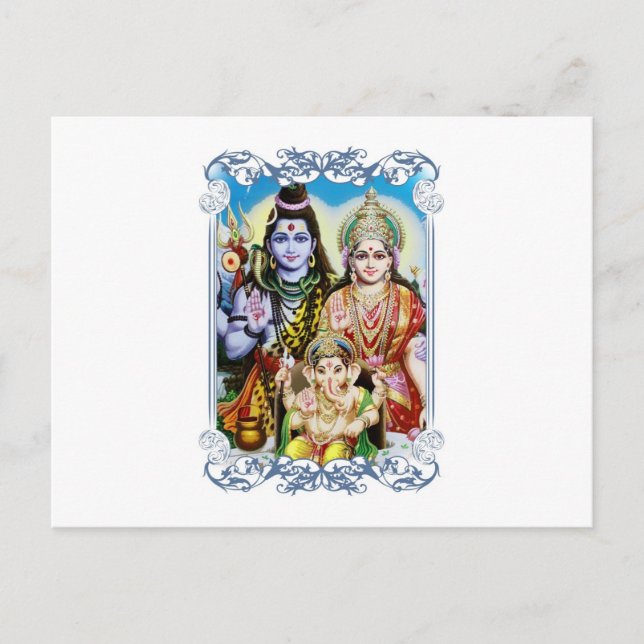 Ganesh, Shiva and Parvati, Lord Ganesha, Durga Postcard (Front)