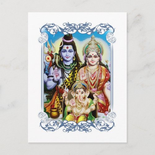 Ganesh Shiva and Parvati Lord Ganesha Durga Postcard