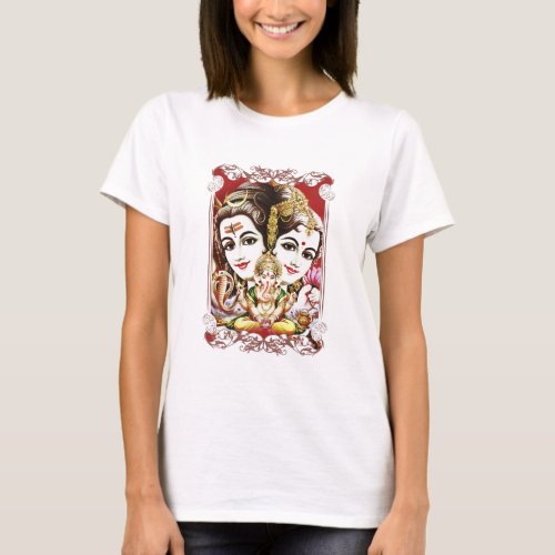 Ganesh Shiva and Parvati Lord Ganesha Durga T_Shirt