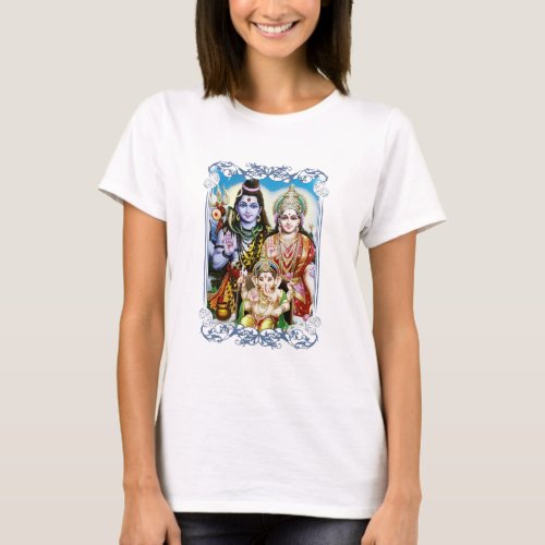 Ganesh Shiva and Parvati Lord Ganesha Durga T_Shirt