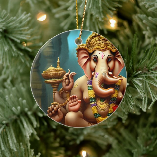 Ganesh Takes a Selfie Ceramic Ornament (Tree)