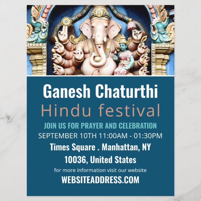 Ganesh the Hindu God, Hindu Event Advertising Flyer (Front)