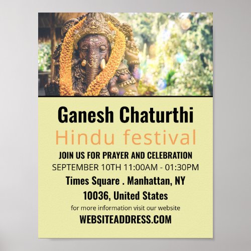 Ganesh the Hindu God Hindu Event Advertising Poster