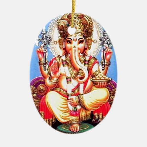 Ganesha गणेश Indian Elephant Ceramic Ornament