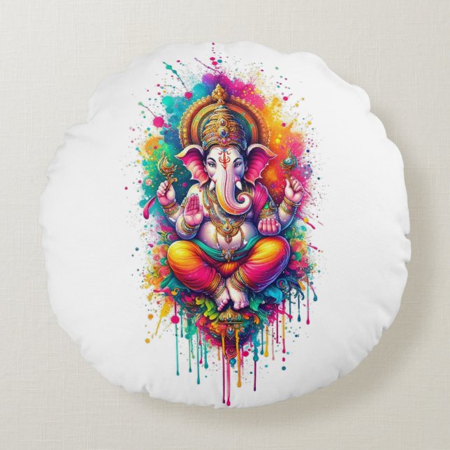 Ganesha 2 round pillow (Front)