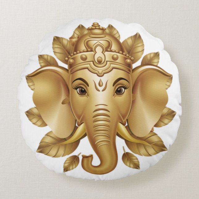Ganesha 3 round pillow (Front)