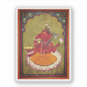 Ganesha about to throw his lotus sticker