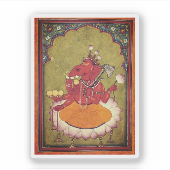 Ganesha about to throw his lotus sticker (Front)