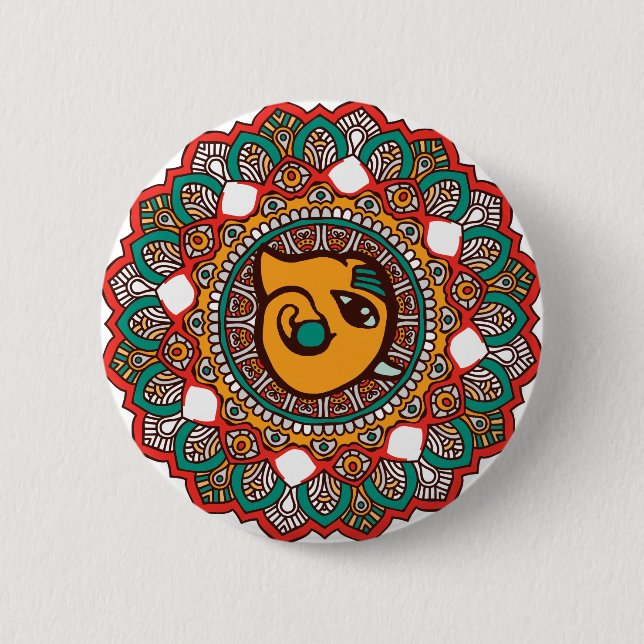Ganesha Art Pinback Button (Front)