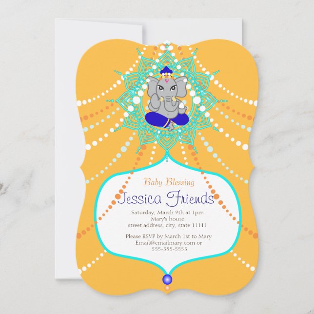Ganesha Baby shower 5" x 7" invitation card (Front)