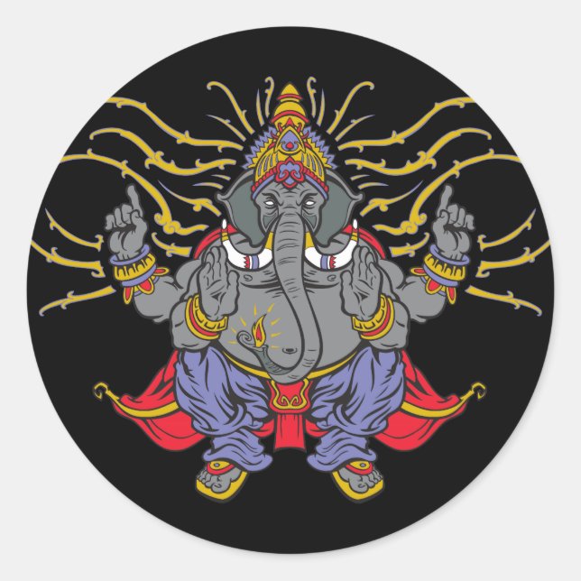 Ganesha Classic Round Sticker (Front)