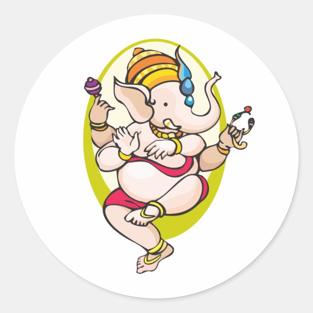 Ganesha Classic Round Sticker (Front)