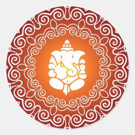 Ganesha Decorative Design Classic Round Sticker